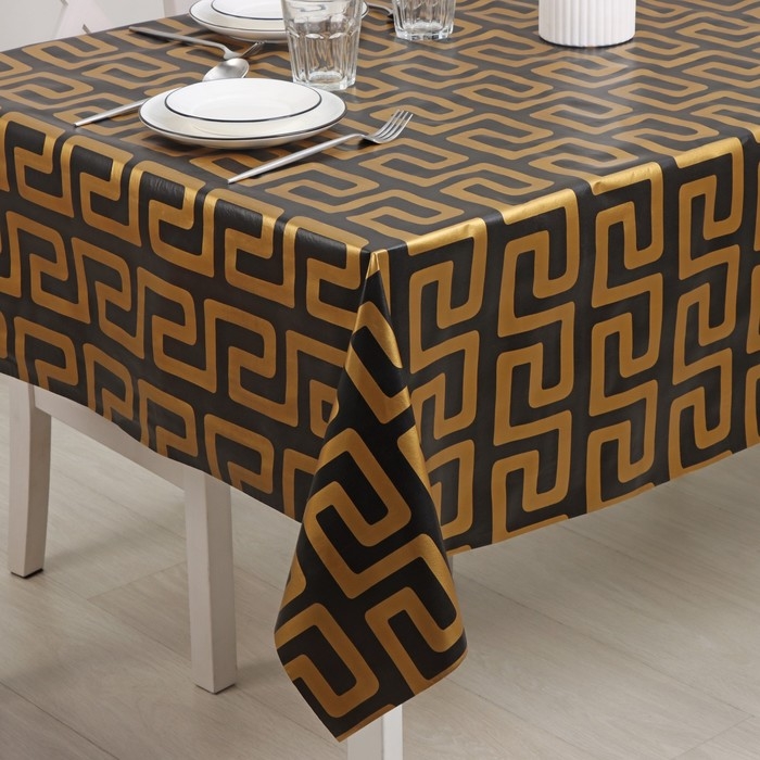 Клеёнка на стол Доляна &laquo;Грэйс&raquo;, на нетканой основе, ширина 137 см, толщина 0,2 мм, рулон 20 м, цвет чёрный