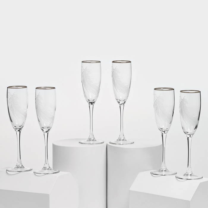 Набор стеклянных бокалов &laquo;Перо&raquo;, 170 мл, 6 шт