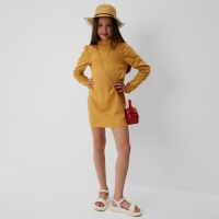 Платье детское MINAKU: Cotton collection цвет горчица, рост 134 Платье детское MINAKU: Cotton collection цвет горчица, рост 134