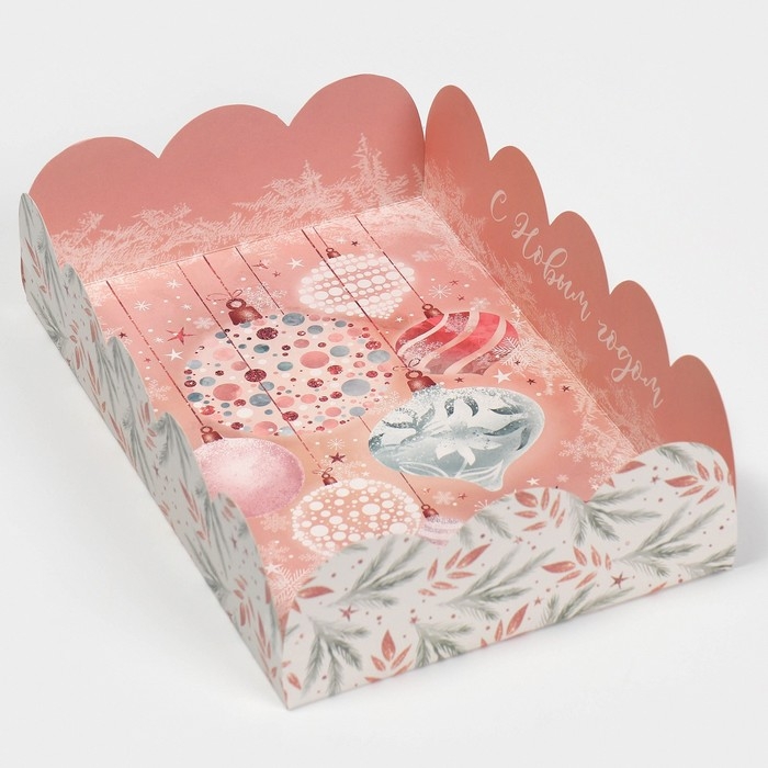 Коробка подарочная с PVC крышкой &laquo;Нежно-розовая&raquo;, 20 х 30 х 8 см, Новый год