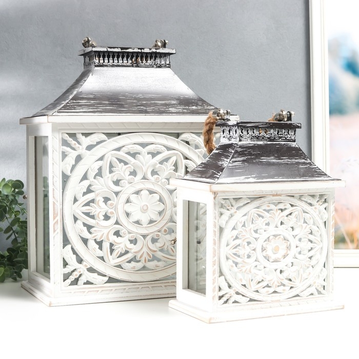 Подсвечник дерево Подсвечник дерево "Медальон лепнина" набор 2 шт 29х22х13 см, 47х19х31 см