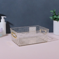 Органайзер для хранения &laquo;SHINE&raquo;, с ручками, 1 секция, 20,5 &times; 14,5 &times; 7,8 см, цвет прозрачный/золотистый