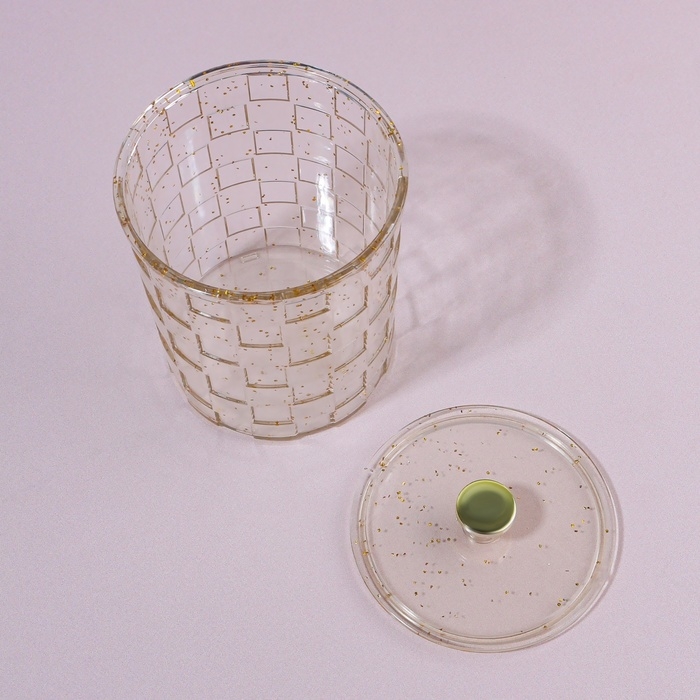 Органайзер для для ватных палочек &laquo;SHINE&raquo;, с крышкой, 8,5 &times; 8,5 &times; 11,2 см, цвет прозрачный/золотистый