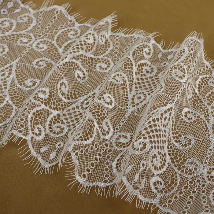 Кружево реснички, 190 мм &times; 3 &plusmn; 0,5 м, цвет белый