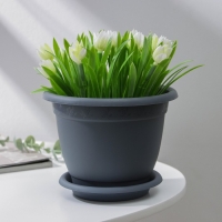 Горшок для цветов с поддоном InGreen Aphrodite, 1.5 л, d=17 см, h=13.5 см, серый Горшок для цветов с поддоном InGreen Aphrodite, 1.5 л, d=17 см, h=13.5 см, серый