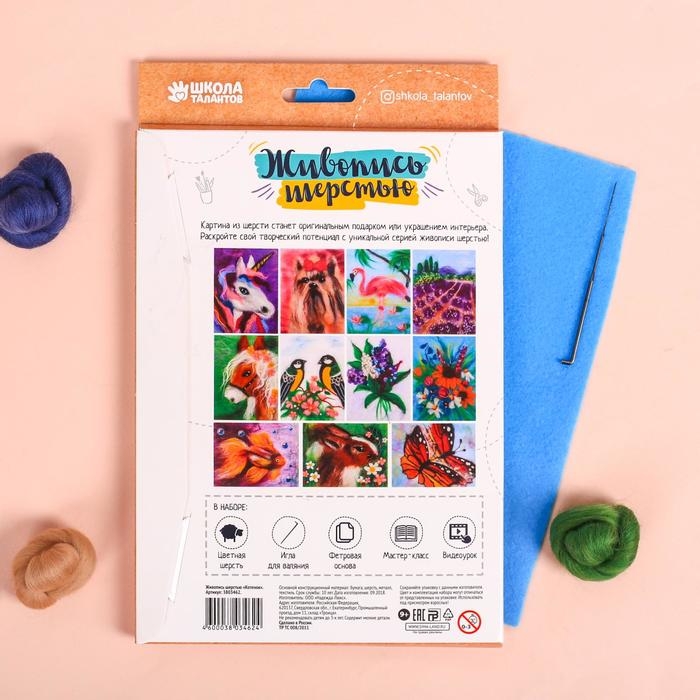 Валяние из шерсти. Картина &laquo;Котёнок&raquo;, А5, набор для творчества