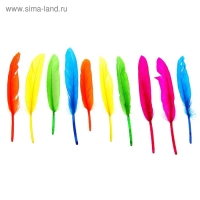 Набор перьев для декора 10 шт., размер 1 шт: 15 &times; 1,5 см, цвета МИКС