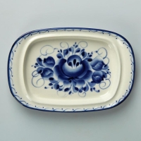 Маслёнка &laquo;Тюльпан&raquo;, 16х10,5х10 см, гжель