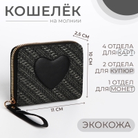 Кошелёк детский на молнии, цвет чёрный Кошелёк детский на молнии, цвет чёрный