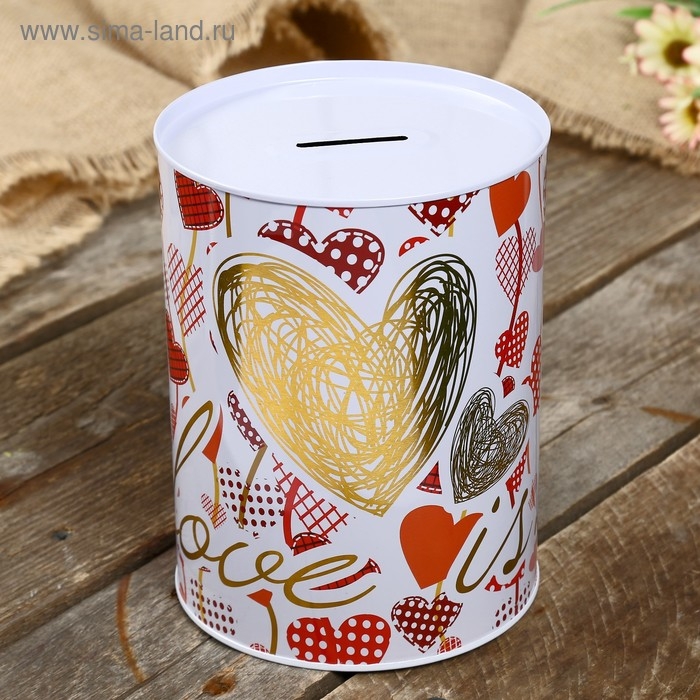 Копилка металл банка Копилка металл банка "Любовь" с золотом МИКС 16х12х12 см