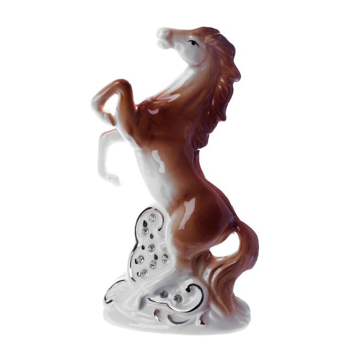 Сувенир керамика Сувенир керамика "Конь на дыбах" коричневый с золотом, стразы 16х9х4,8 см