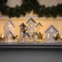 Фигура деревянная "Изба белая", 27х17х6 см, 3 LED, батарейки AAx2 (не в комплекте), свечение теплое белое