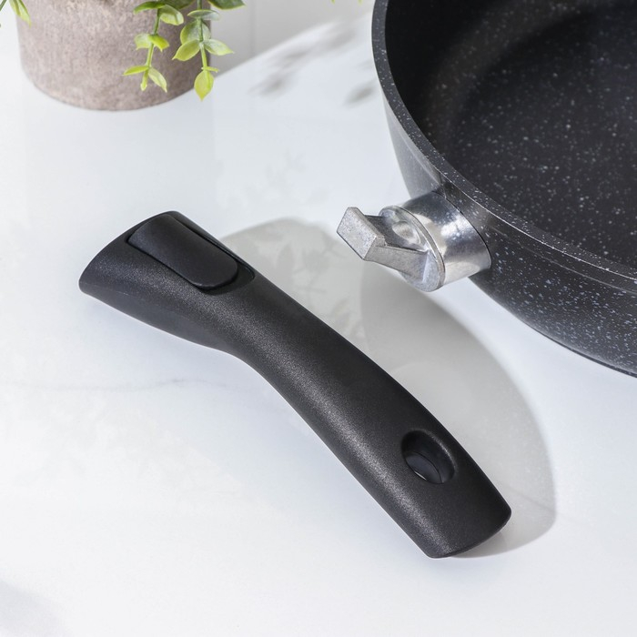 Сковорода, d=28 см, съёмная ручка, антипригарное покрытие, тёмный мрамор Сковорода, d=28 см, съёмная ручка, антипригарное покрытие, тёмный мрамор