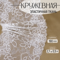 Кружевная эластичная ткань, 190 мм &times; 2,7 &plusmn; 0,5 м, цвет белый