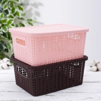 Корзина для хранения с крышкой &laquo;Плетенение&raquo;, 24,5&times;18&times;10 см, цвет МИКС