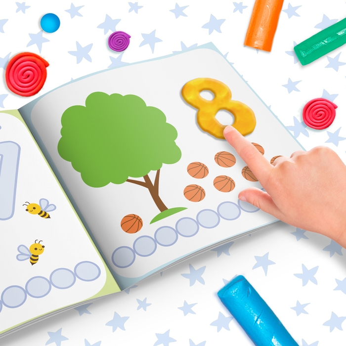 Книга аппликации пластилином &laquo;Учим цифры&raquo;, 12 стр.