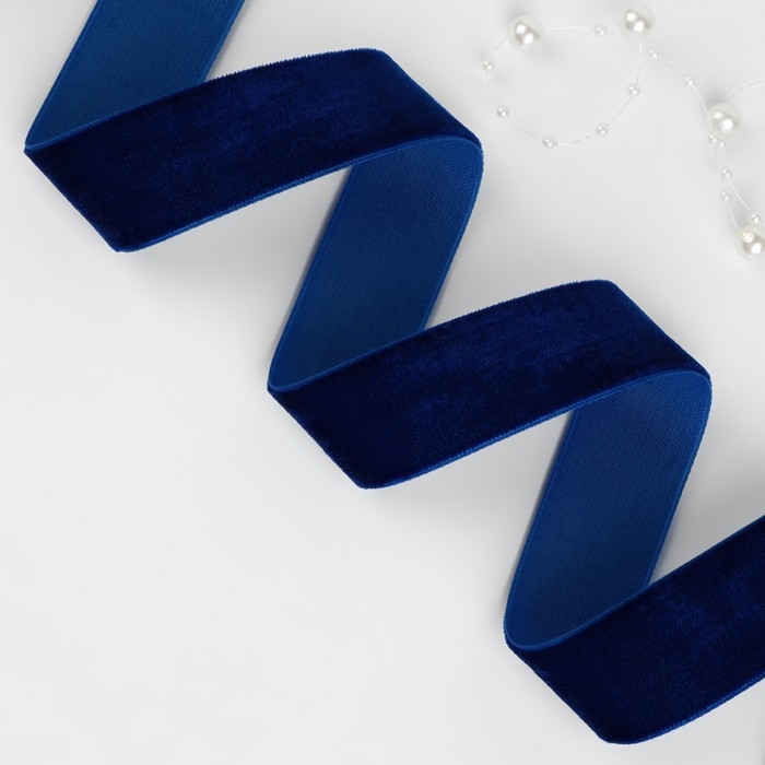 Лента бархатная, 25 мм, 18 ± 1 м, цвет синий №47 Лента бархатная, 25 мм, 18 ± 1 м, цвет синий №47