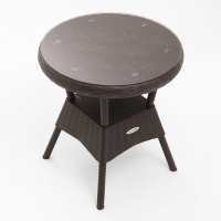 Стол "RATTAN Ola Dom" круглый со стеклом, коричневый, 70 х 70 х 72 см Стол "RATTAN Ola Dom" круглый со стеклом, коричневый, 70 х 70 х 72 см