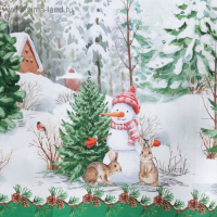 Скатерть новогодняя Этель &laquo;Новогодний лес&raquo; 148х220 см, 100% хл, саржа 190 гр/м2 с ГМВО