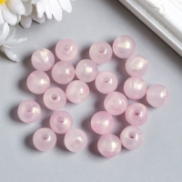 Бусины пластик "Шарики бледно-розовые с блёстками" светятся в темноте набор 20 гр d=1,2 см