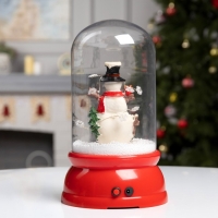 Светодиодная фигура &laquo;Капсула со снеговиком&raquo; 18 &times; 30 &times; 18 см, пластик, батарейки ААх3 (не в комплекте), USB, свечение белое