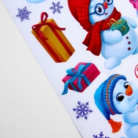 Наклейки новогодние, интерьерные «Снеговички», 29.7 х 42 см, Новый год Наклейки новогодние, интерьерные «Снеговички», 29.7 х 42 см, Новый год