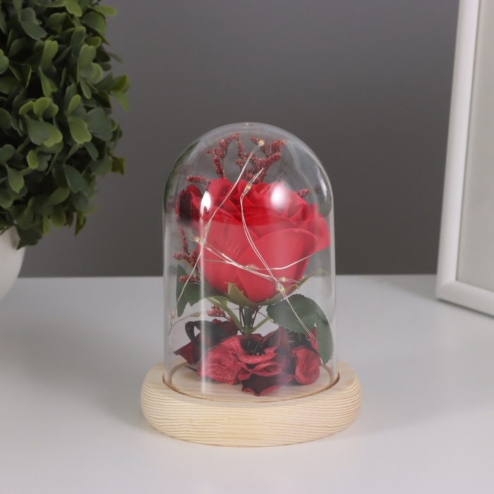 Ночник &laquo;Роза&raquo; LED 3хААА красный 9,5х9,5х14см