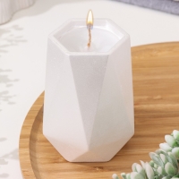 Свеча "Ваза. Мрамор" в подсвечнике из гипса с гранями,7х10см,белый перламутр Свеча "Ваза. Мрамор" в подсвечнике из гипса с гранями,7х10см,белый перламутр