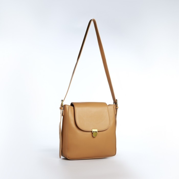 Сумка-мессенджер на клапане, цвет бежевый