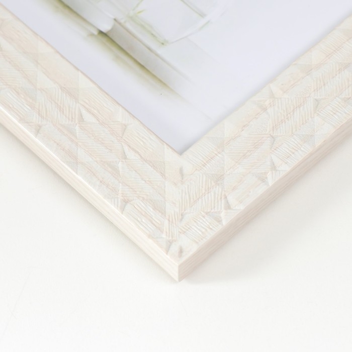 Фоторамка пластик 13х18 см "Ромбы. Текстура дерева" белая 21,5х16,5 см