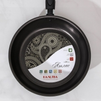 Сковорода &laquo;Классика атлас&raquo;, d=24 см, пластиковая ручка, стеклянная крышка, антипригарное покрытие, цвет чёрный