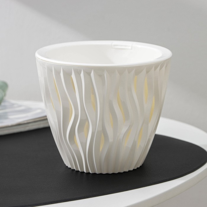 Кашпо для цветов со вставкой &laquo;Вдохновение&raquo;, 1,6 л, d=16 см, h=13,5 см, белое