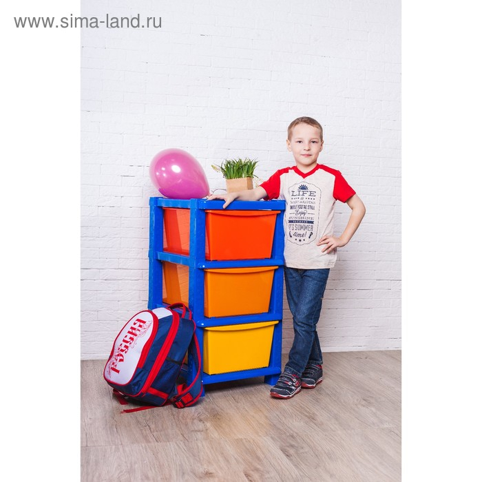 Комод детский №11, цвет синий, 3 секции