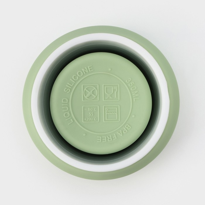 Стакан складной с крышкой Доляна «С собой», 350 мл, 8,5×14 см, цвет фисташковый Стакан складной с крышкой Доляна «С собой», 350 мл, 8,5×14 см, цвет фисташковый