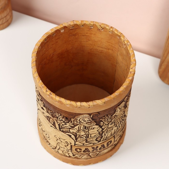 Туес &laquo;Деревня", сахар, 10 х 10 х 14 см