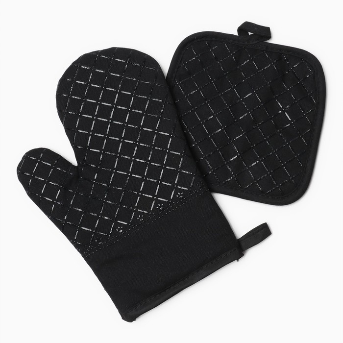 Кух. набор 2 пр. Доляна цв.черный прих. 17*17 см, вареж. 26*16 см,100% п/э