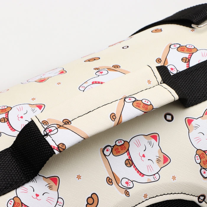 Сумка - переноска для животных "Котики", размер М, 40 х 21 х 27 см, бежевая