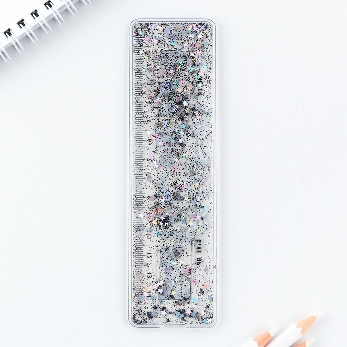 Линейка - шейкер с блёстками &laquo;Never give up&raquo;, 15 см