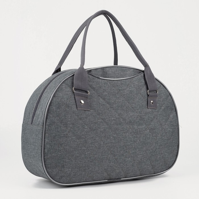 Сумка дорожная женская на молнии, наружный карман, цвет серый