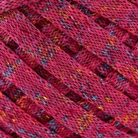 Трикотажная пряжа "Риббон" с люрексом 85м/170&plusmn;5 гр ( Фуксия, люрекс: Радуга)