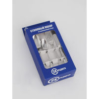 Набор столовых приборов &laquo;Волна&raquo;, 24 предмета, картонная коробка с окном, цвет серебряный