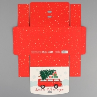 Коробка подарочная новогодняя складная двухсторонняя &laquo;Новогодние истории&raquo;, 16.5 х 12.5 х 5 см, БЕЗ ЛЕНТЫ, Новый год