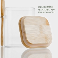 Банка стеклянная для сыпучих продуктов с бамбуковой крышкой и ложкой BellaTenero «Эко», 450 мл, 10,5×8,2×10,5 см Банка стеклянная для сыпучих продуктов с бамбуковой крышкой и ложкой BellaTenero «Эко», 450 мл, 10,5×8,2×10,5 см