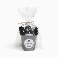 Набор подарочный &laquo;Милый дом&raquo;: ведро, полотенце 35х60, лопатка, кисть, венчик,губка