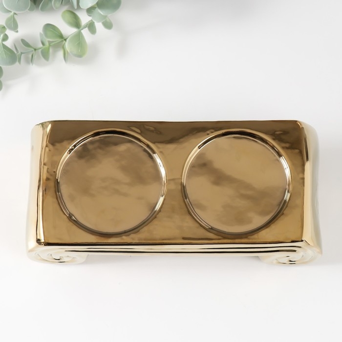 Подсвечник керамика на 2 свечи Подсвечник керамика на 2 свечи "Греция" d=7,5 см золото 22,5х10х7 см