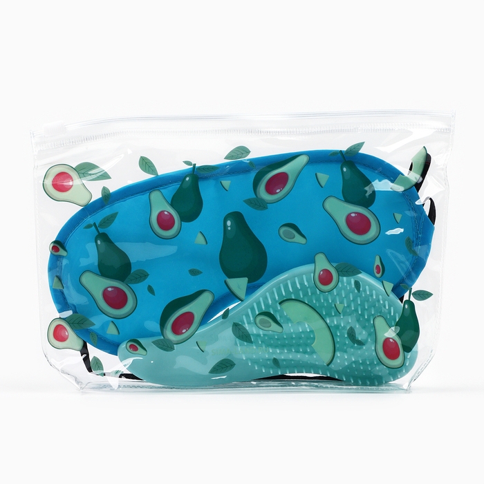 Подарочный набор &laquo;Авокадо&raquo;: косметичка, маска для сна и расчёска