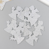 Декор "Ангелочек" серебро 5 см набор 10 шт фоам глиттер Декор "Ангелочек" серебро 5 см набор 10 шт фоам глиттер