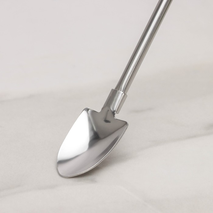 Ложка-трубочка для коктейля из нержавеющей стали &laquo;Лопата&raquo;, длина 21,5 см, цвет серебряный