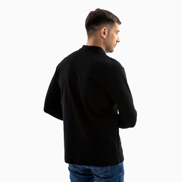 Поло мужское с длинным рукавом, цвет чёрный, размер 48