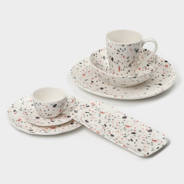 Набор тарелок суповых фарфоровых Magistro Terazzo, 700 мл, 18×5,5 см,2 шт Набор тарелок суповых фарфоровых Magistro Terazzo, 700 мл, 18×5,5 см,2 шт